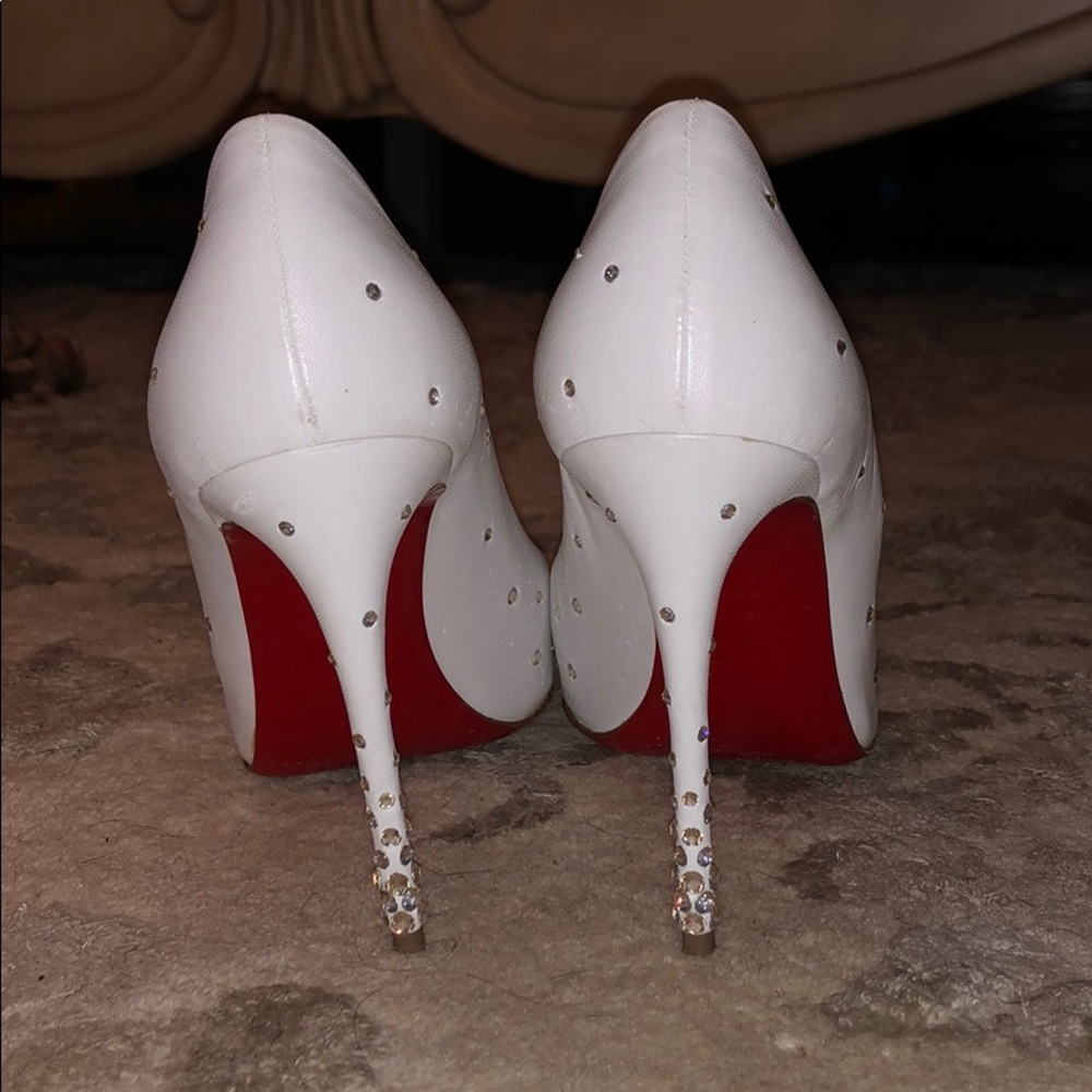 Christian Louboutin White Degrastrass Leather 100m - Picture 3 of 8